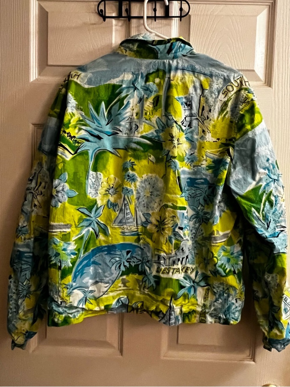 CARRIE ALLEN ~ COSMIC BLUE BEACH SCENIC SKETCH JACKET ~ XL - Picture 4 of 15